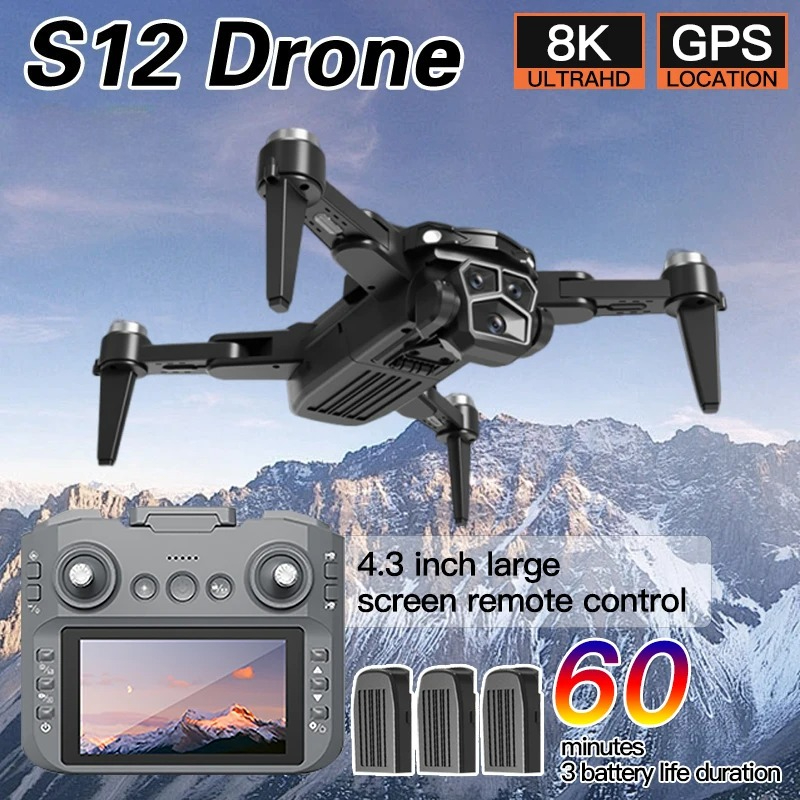 Original S12 Drone 8K Professi - Drone Controller Screen ulasan dan harga